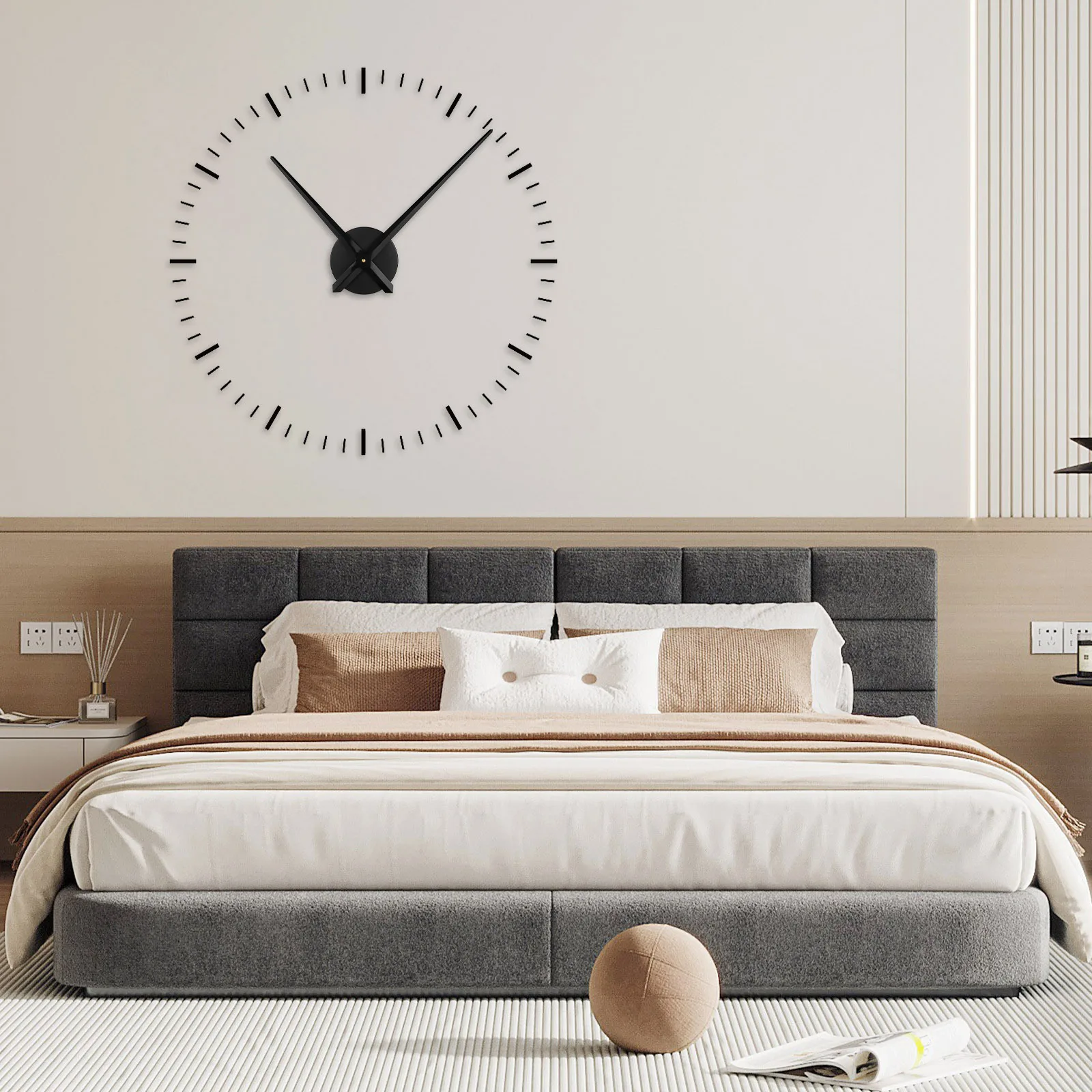 

Large -Stitch Quartz Wall Clock Decor Mechanism Black No Modern Silent Metal Wall Clock For Home