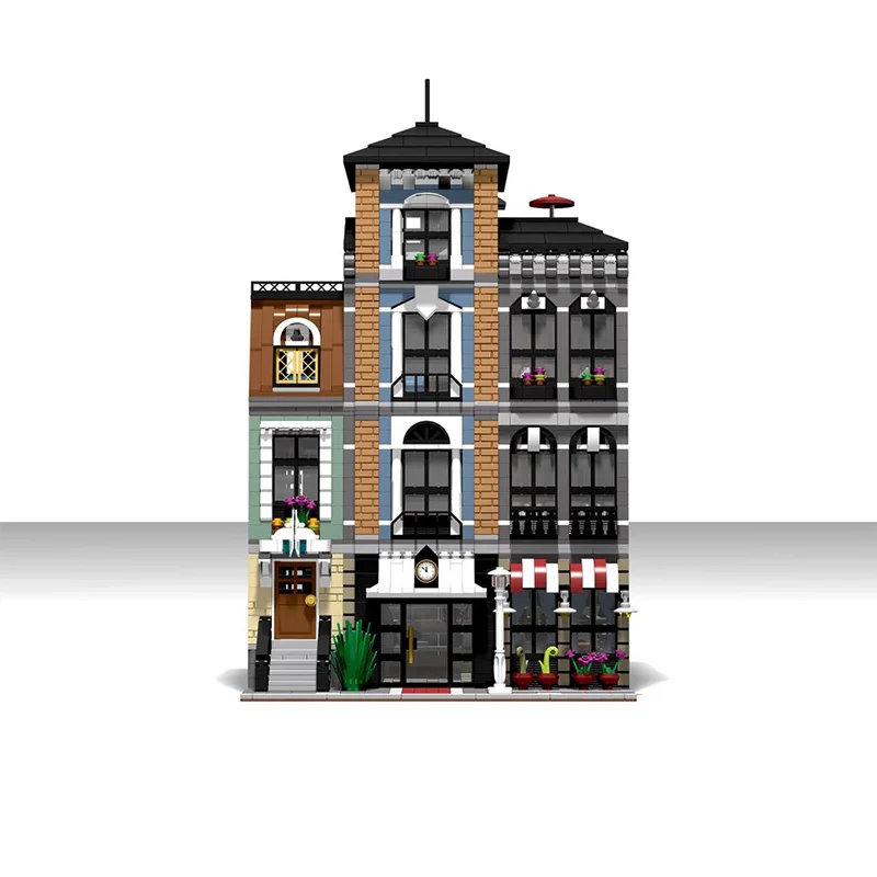 City Street View Modello MOC Mattoni da costruzione Grande hotel Architettura Tecnologia modulare Regali Vacanza Assemblare Giocattoli per bambini Vestito