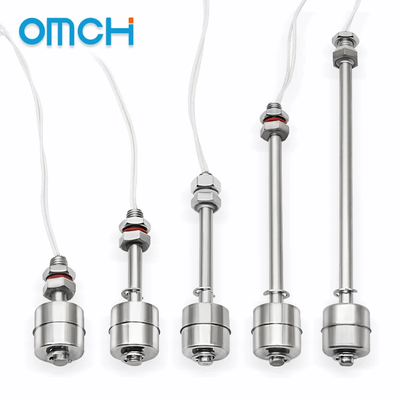 OMCH Sakelar Apung Baja Tahan Karat Sensor Tingkat Cairan Tangki Air Tahan Suhu Tinggi Sensor Aliran Otomatis Pengontrol 10W