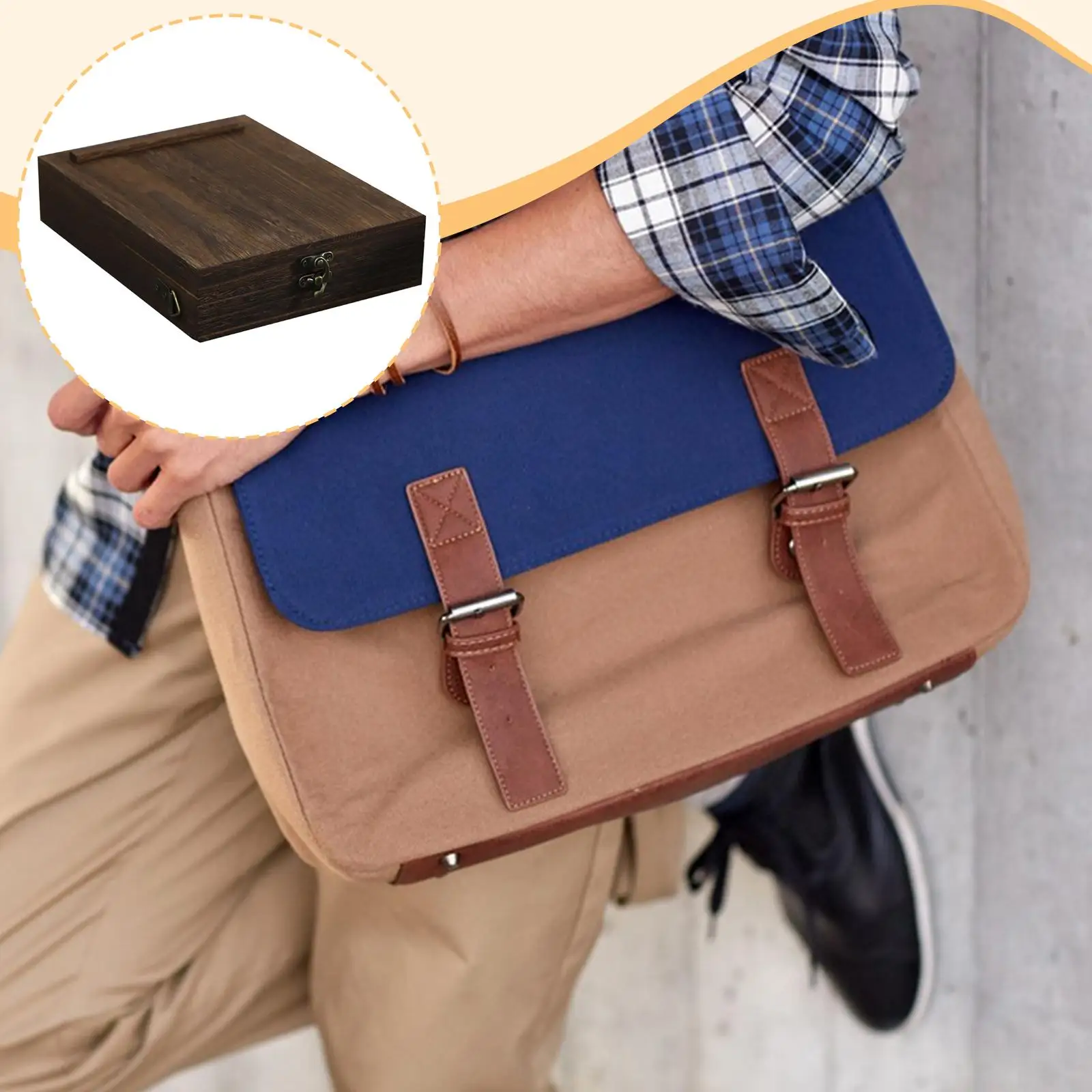 Writers Wood Box Crossbody Postman Bag Multifunctional Artists with Strap Handmade Art Supplies Sketch Case Shoulder Bag