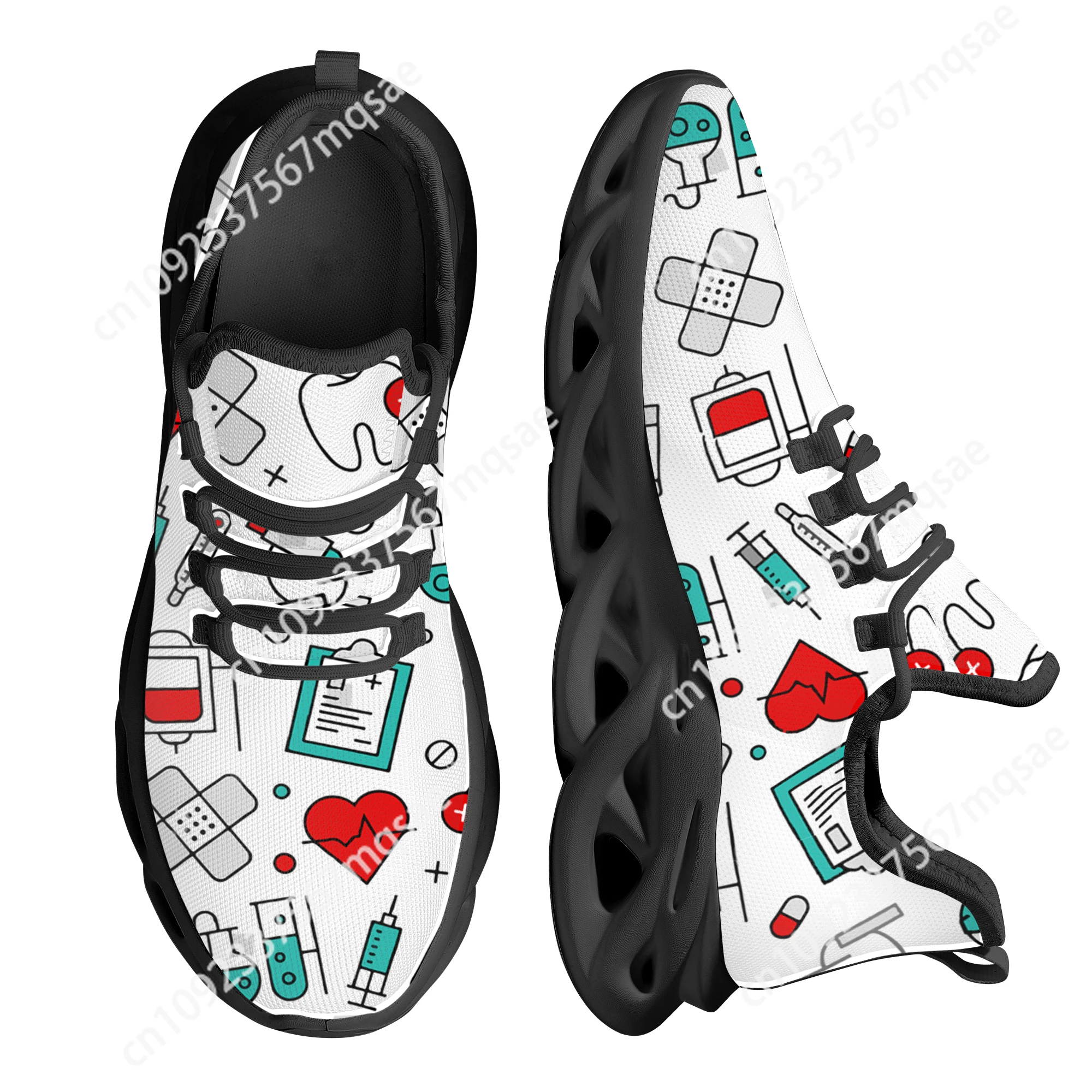 

Custom Cute Cartoon Women Flat Shoes Medical Pattern Nurse Shoes Cool Female Running Sneakers Light Mesh Women's Footwear