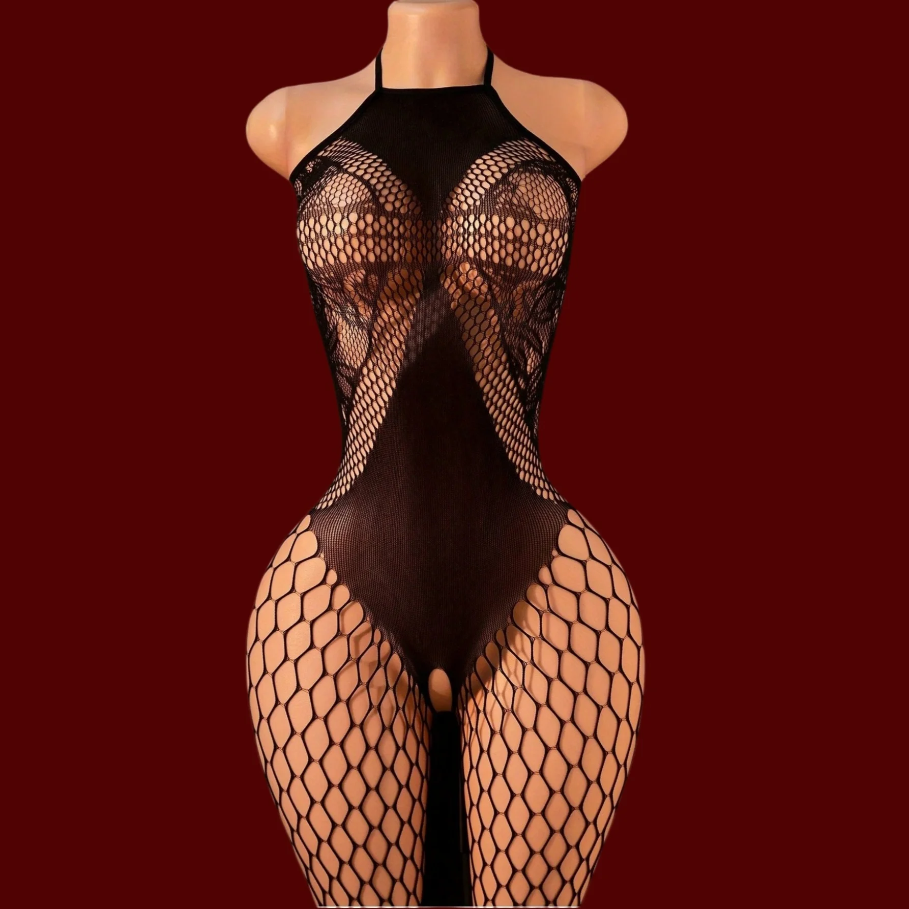 Hot Sexy Bodysuits Lingerie Women High Mesh Hollow Bodystockings Erotic Costumes Crotchless Babydoll Dress Porno Underwear