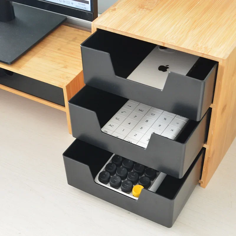 

Bamboo cosmetics drawer storage box desktop can be stacked