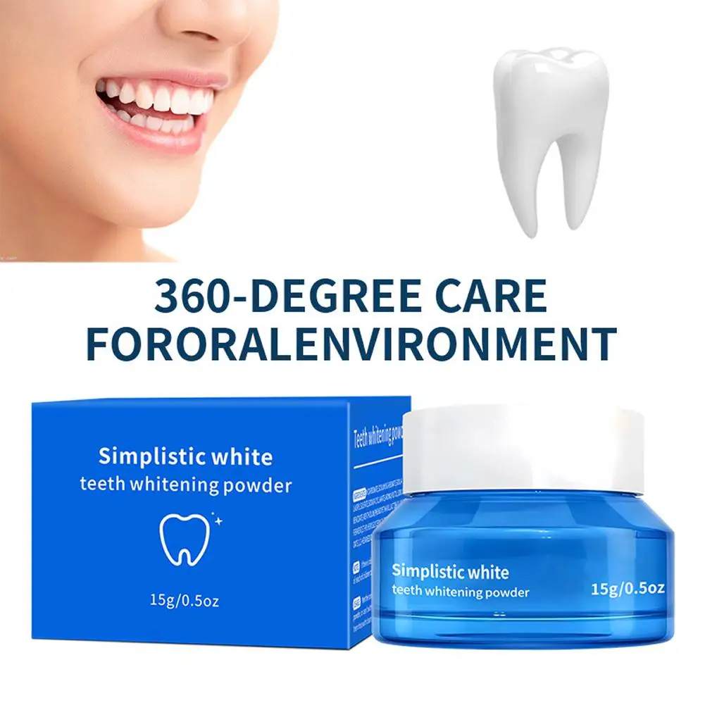 Gentle Natural Tooth Whitening Powder Remove Yellow Stains Plaque Freshen Breath Portable Teeth Brightening Oral Care Powder 15g