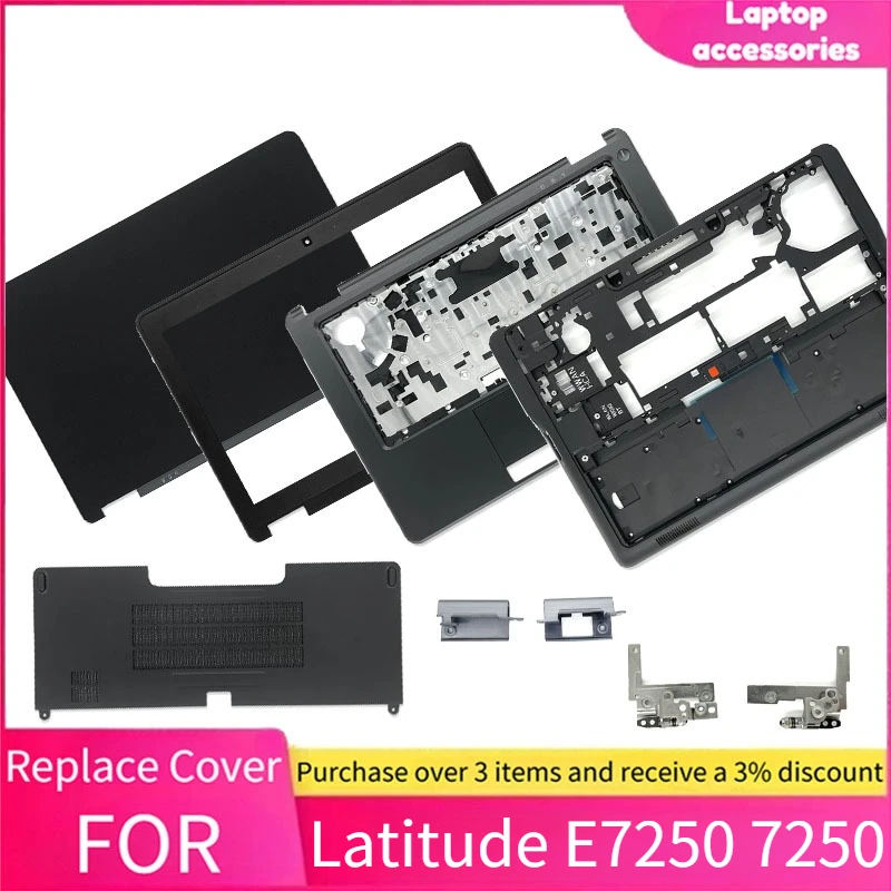 Non Touch Repalce Cover For Dell Latitude E7250 7250 LCD Back Cover Front Bezel Hinges Palmrest Bottom Base Case Hinge Cover