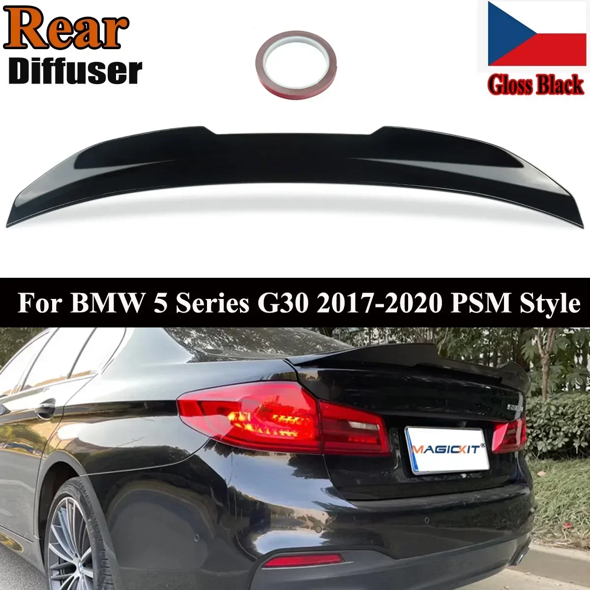 G30 Rear Bumper Trunk Lip PSM Style Boot Spoiler for BMW 5 Series M5 G30 2017-2022 Spoiler Kit Gloss Black