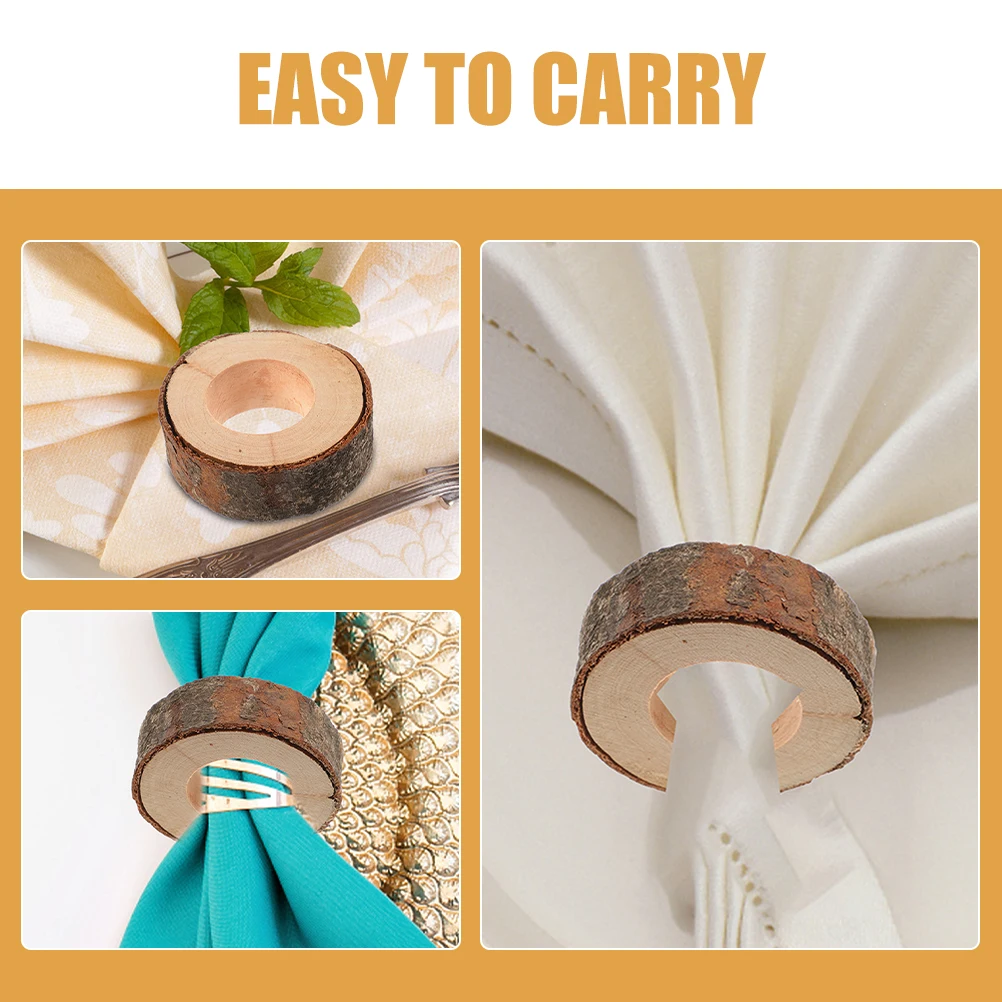 

10 Pcs Napkin Rings Decorative Wooden Pastoral Buckles for Cloth Napkins Rustic Wedding Party Banquet Table Decorations