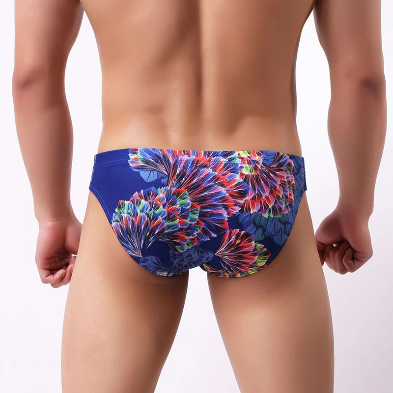 Mens Sexy Mid Waist Print Breathable Briefs Fashion Print Ice Silk Underpants EUR Size Men's U Bulge Pouch Panties Underwear 2