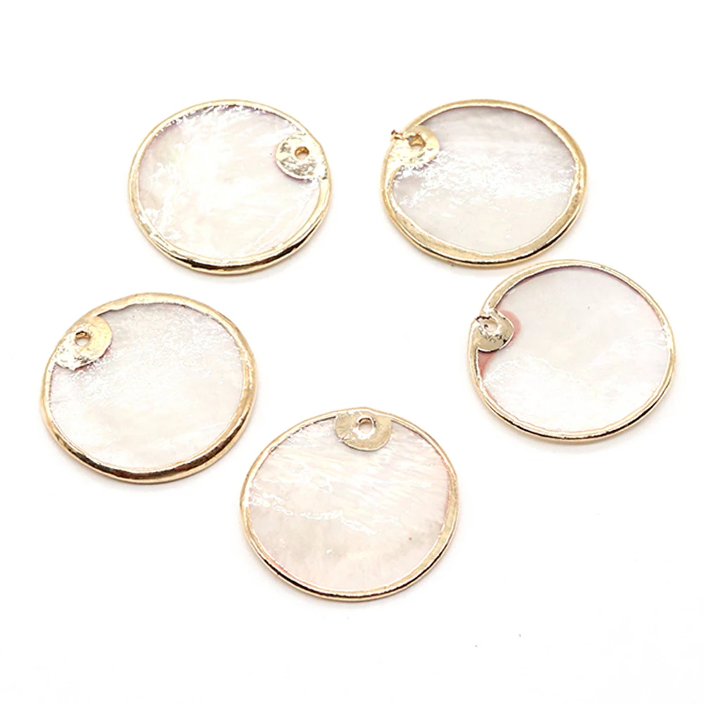 Natural Mica Shell Disc-shaped Pendants for DIY Jewelry Making Bracelet Necklace Choker Earrings Charms Jewelry Accessories