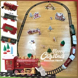 Battery Powered Christmas Electric Trains Toy with Light&Sound Kids Engineering Car Xmas Railway Track Vehicle Christmas Gifts