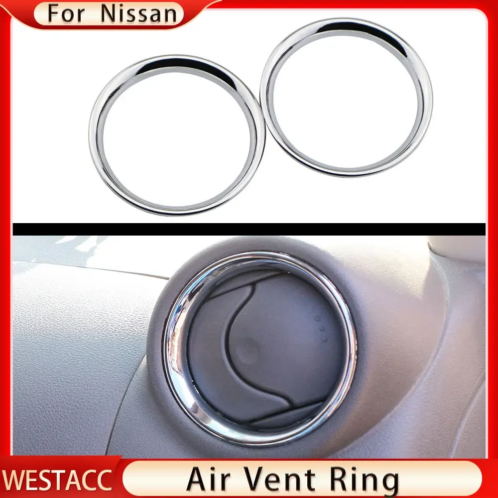 2PC Pierścień wylotu wentylacji klimatyzacji do Nissan Micra March K13 Versa Sunny Almera Latio 2011-2017 Pokrywa Wykończenie Rama Naklejka Akcesoria