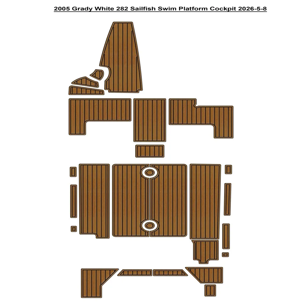 

2005 Grady White 282 Sailfish Swim Platform Cockpit Pad Boat EVA Foam Faux Teak Deck Floor Mat SeaDek Style Self Adhesive