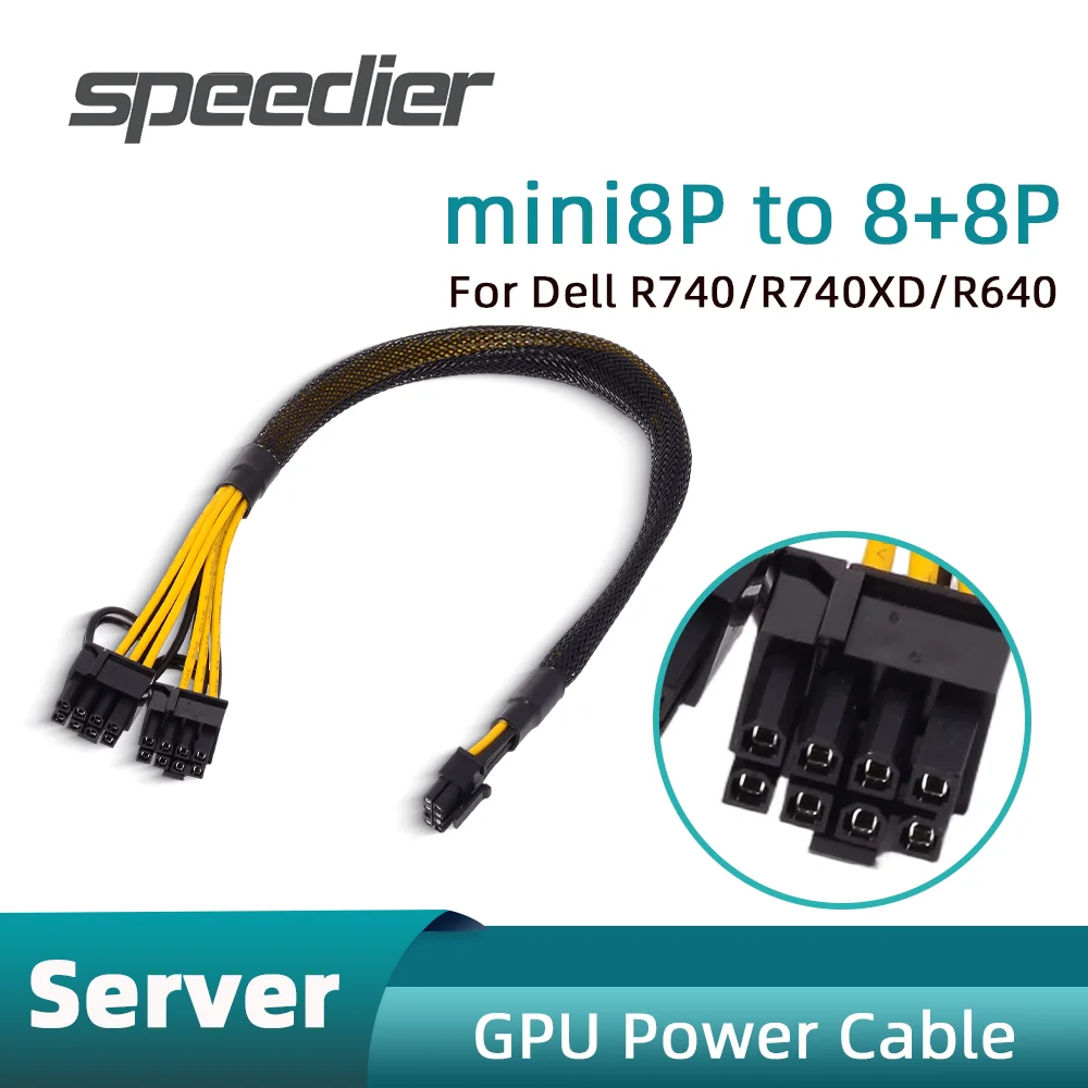 

Mini 8Pin To Dual mini8Pin (8+8pin) Server GPU Power Cable for Dell R740 R740XD R640 Special Tesla P40 K80 A30 V100 M60 4090