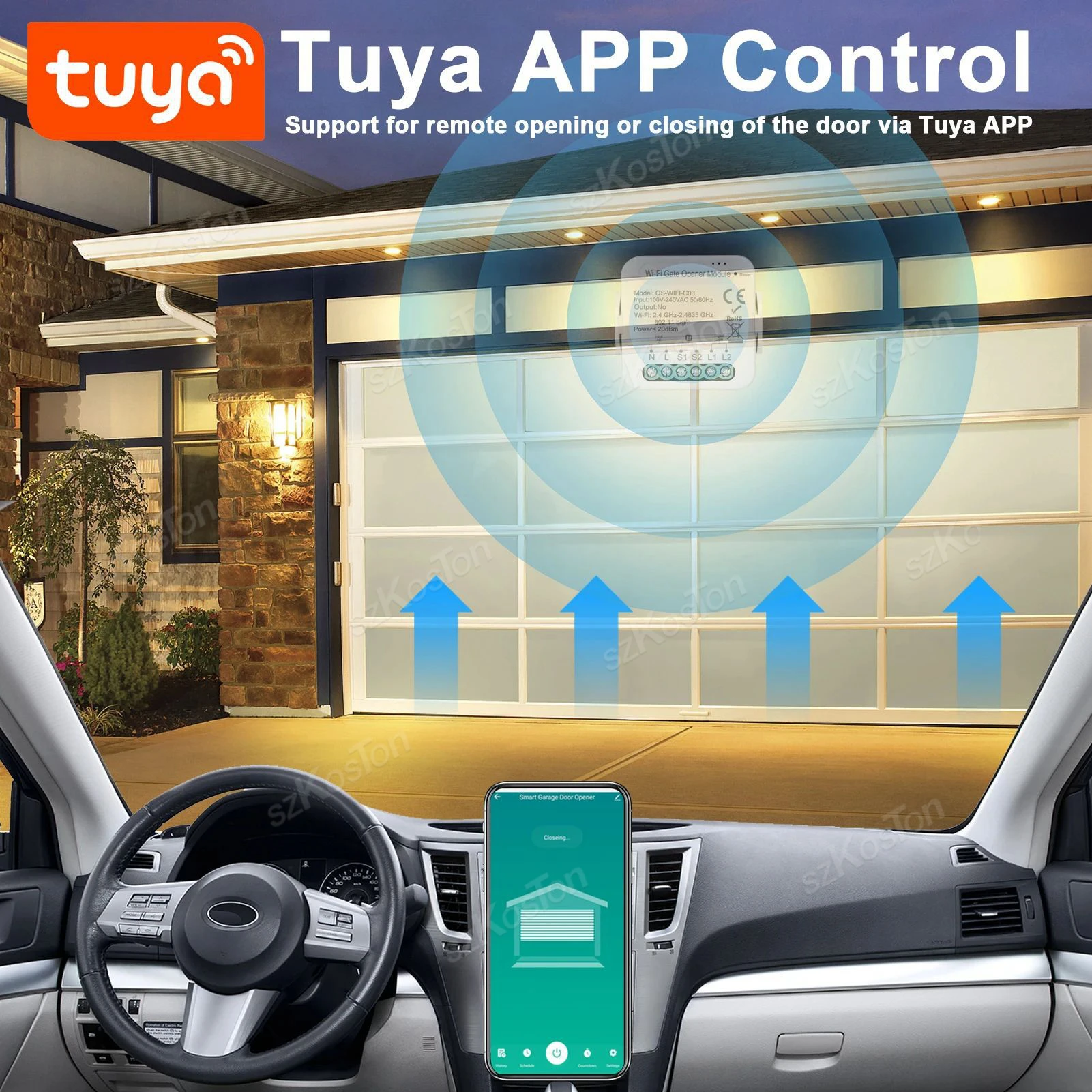 Tuya WiFi Zigbee Smart Garage Controller Opener Universal Garage Door Switch with Accessories Voice Control for Alexa Google