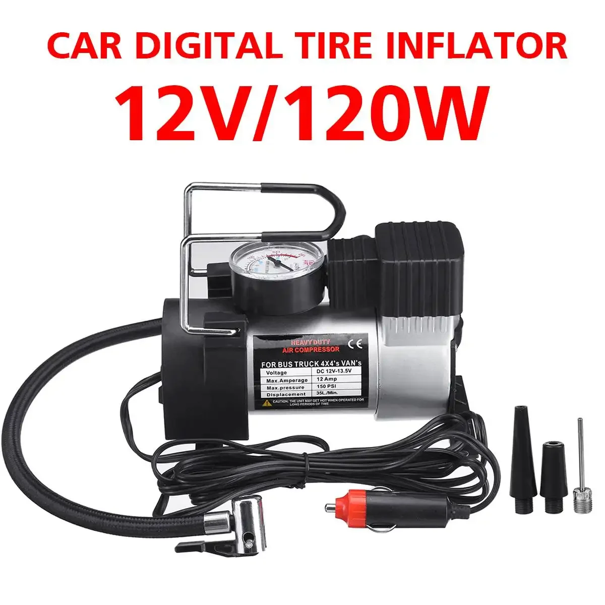 150psi 35l Air Compressor Car Tyre Inflator Oil Extractor Pump 12v