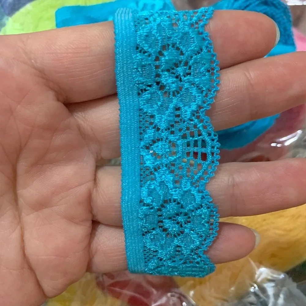 Colorful Elastic Lace Trim 2.5cm Width Soft Texture Elastic Lace Ribbon Stretchable 10 Yards Length Lace Trim Ribbon