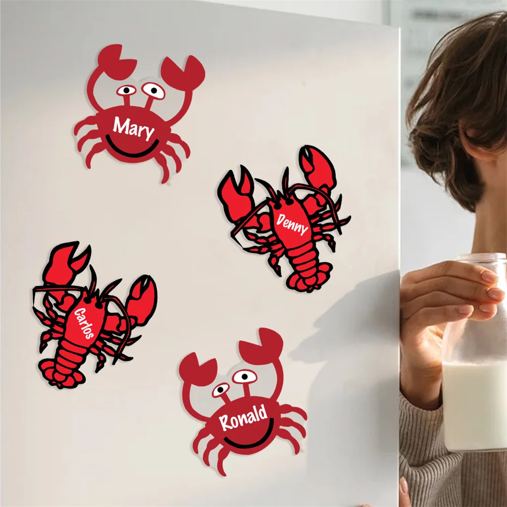 1pc Custom Text Lobster Crab Cruise Ship Door Magnet Decoration Personalized Holiday Birthday Gift Custom Refrigerator Magnet