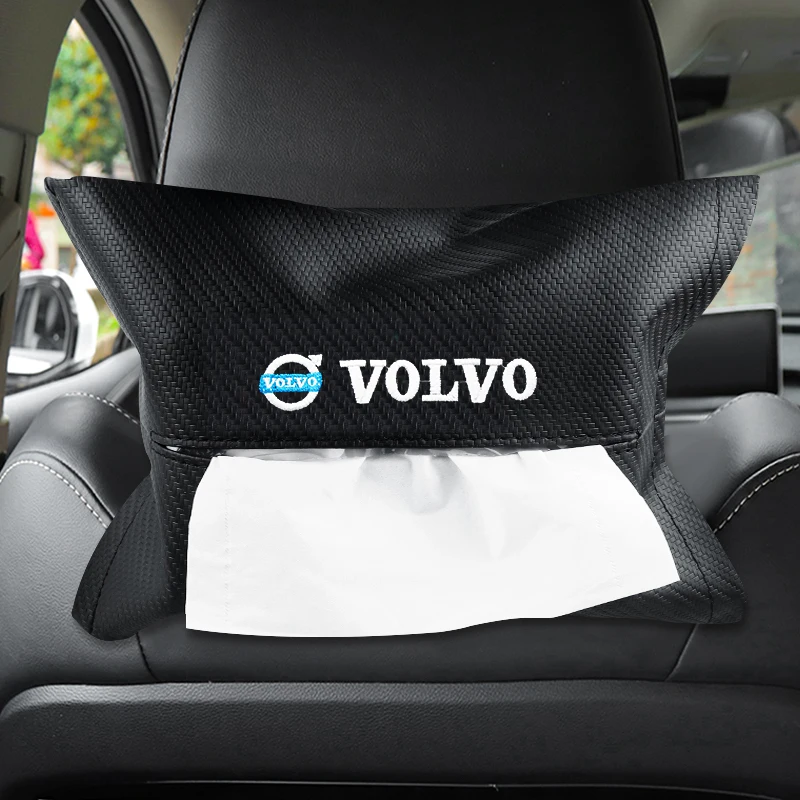 Leather Tissue Box Car Seat Back Sunshade Hanging Tissue-Bag Buckle Strap For Volvo XC60 XC90 S60 S80 S60L V40 V60 AWD V90 V70