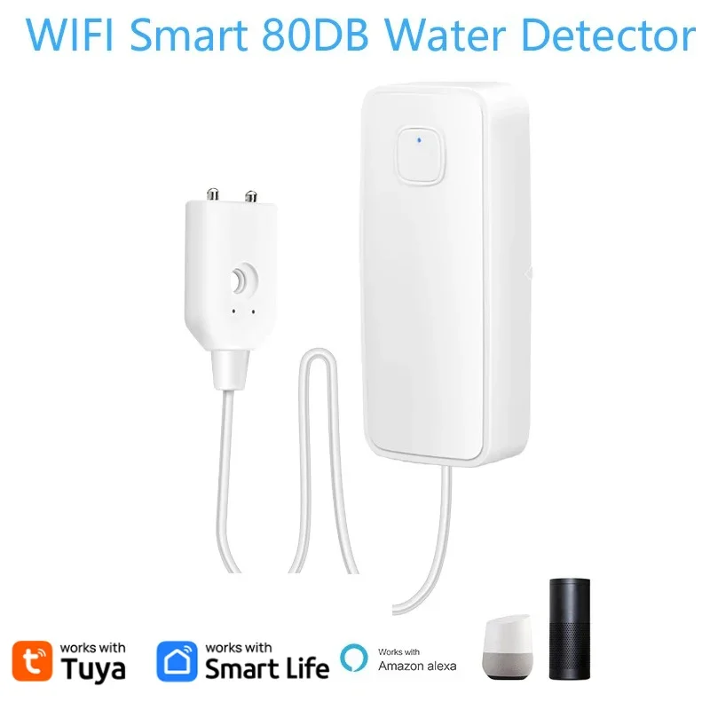 Tuya WiFi waterleksensor SmartLife app controle water overloop niveau detector 80dB geluid alarm smart home overstroming afstandsbediening monitor