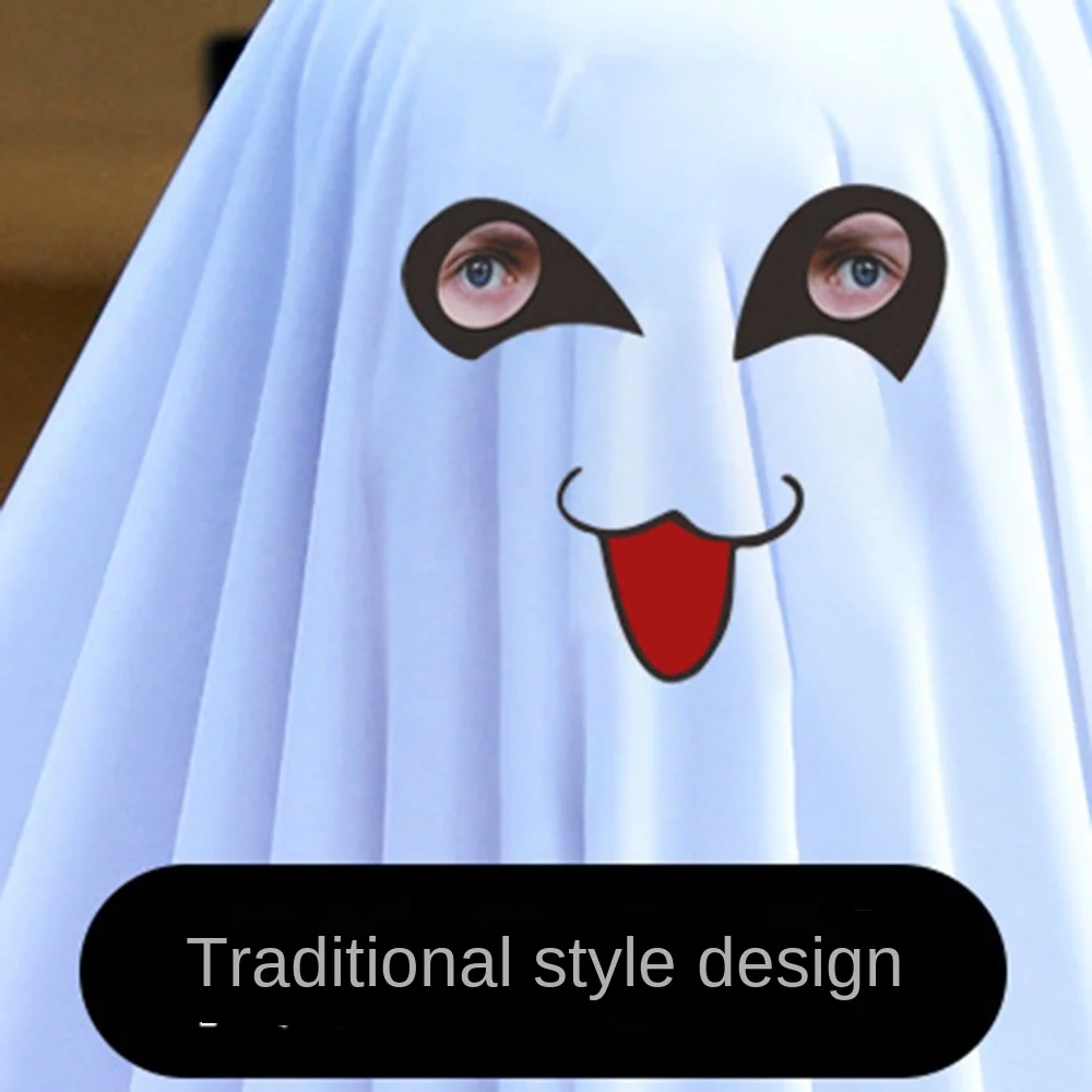 Hooded Halloween Cloak Cape Fright Clothes Smile Face Ghost Poncho Robe Black Eye Funny Cosplay Ghost Cosplay Costume
