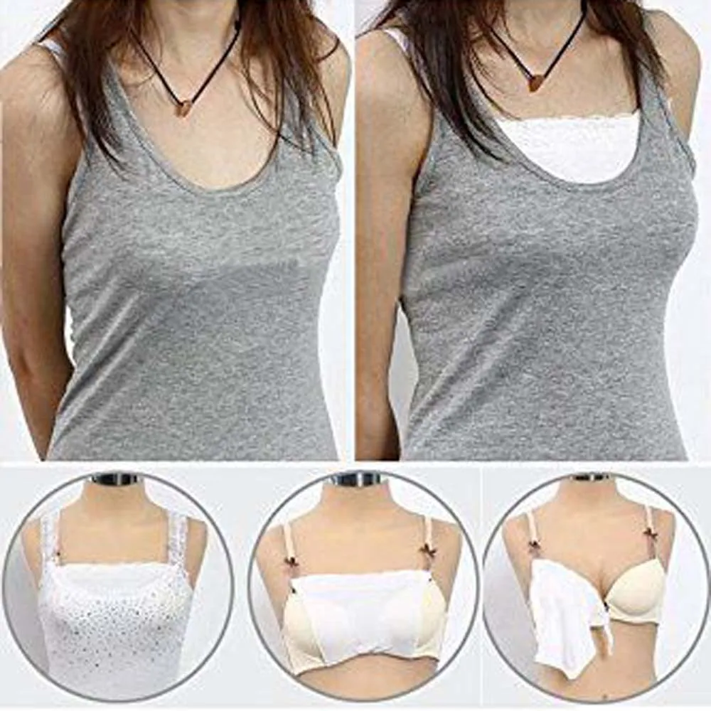 Lace Clip-on Mock Camisole Bra for Lady, Insert Overlay, Modesty Panel Vest, Tank Tanks, 7PCs