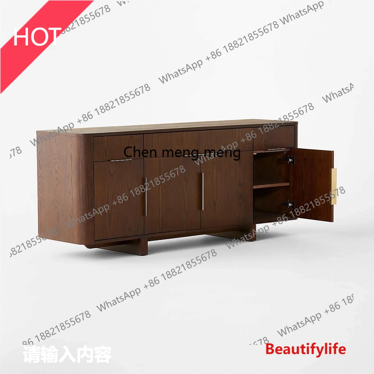 02A Creative side cabinet Hotel clubhouse Solid wood entrance, cafe, storage, TV cabinet