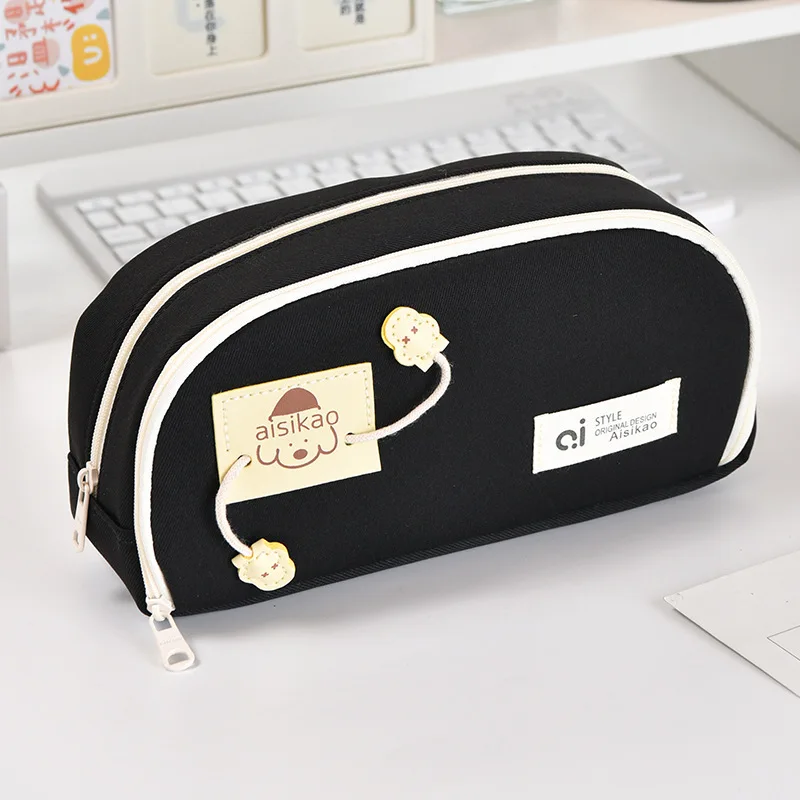 Большая красота, вместительная двухслойная сумка для ручек, сумка для хранения для девочек, собака, ручка на молнии, фоторучка, сумка для хранения канцелярских принадлежностей для студентов