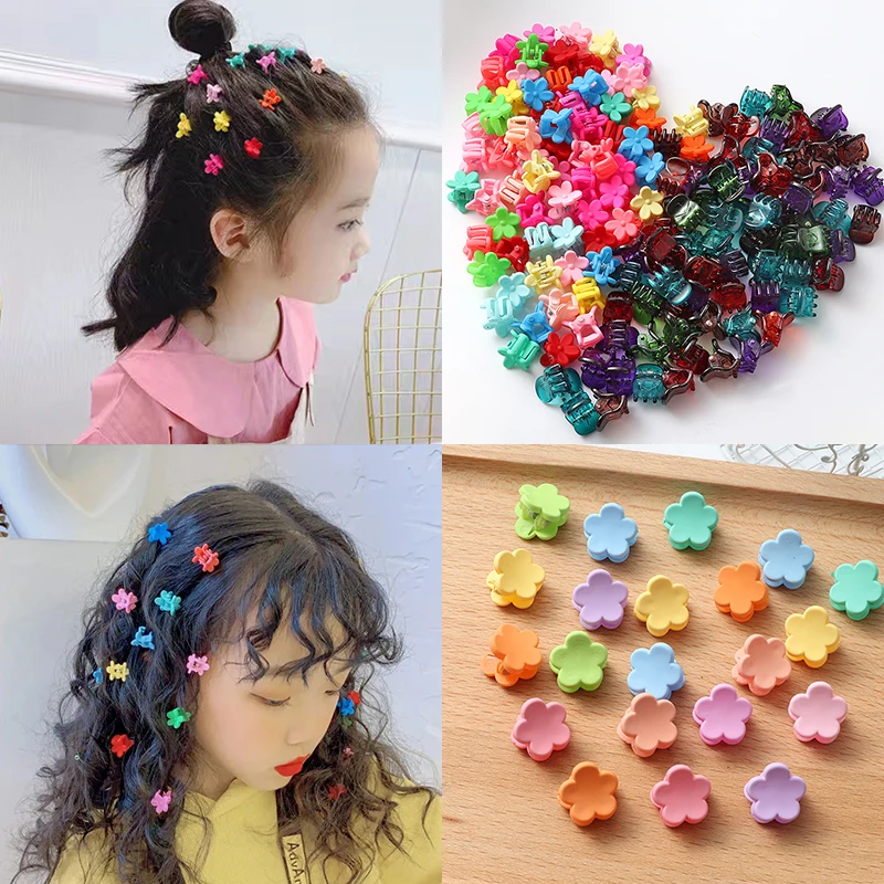 10/20/30/40Pcs Colorful Small Hair Claws Girls Cute Flower Star Mickey Hair Clips Hair Accessories Kids Cartoons Headwear Gift