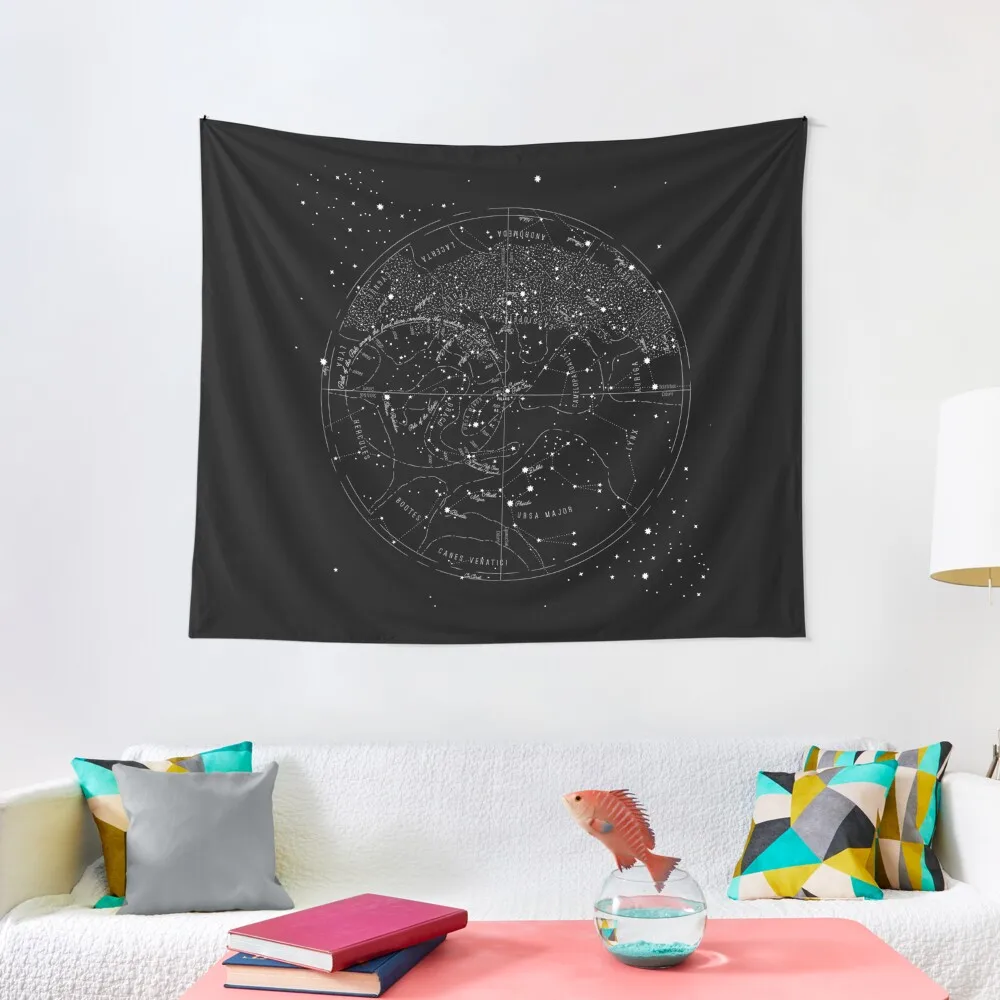 

Star Vintage Detailed 1920's Star Map Tapestry Room Decor Korean Style Wall Deco Tapestry