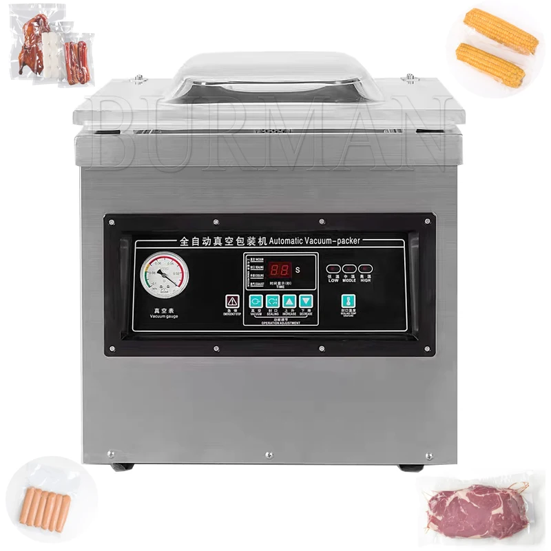 220V Automatic Food Vacuum Machine Sealer Commercial Plastic Bag Sealing  Wet  Dry Vegetable Packing