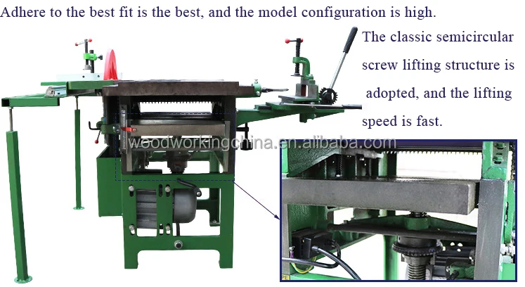 Mortise And Tenon, Sawing, Thickness And Planer Benchtop Multifunction Wood Jointer Planer Machine/Combined