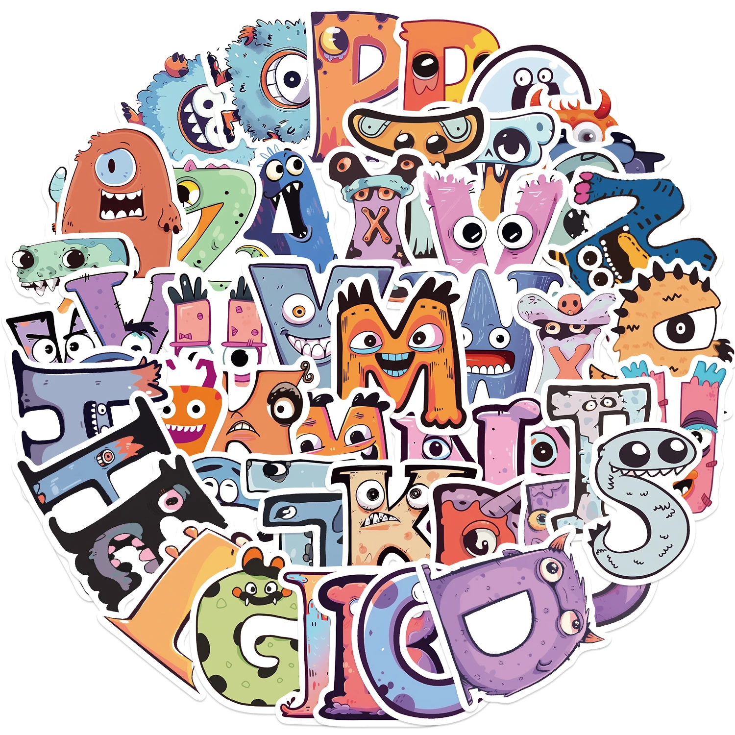 52Pcs Cartoon Game Alphabet Cute Stickers for Laptop Skateboard Motor Bike Car Fridge Guitar Waterproof Sticker Classic Toys