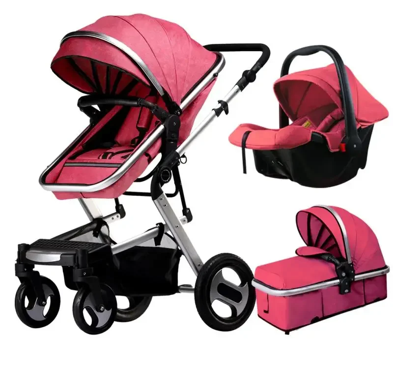 Factory cheap price aluminium stroller with carrycot and carseat mim baby pushchair 3 in 1