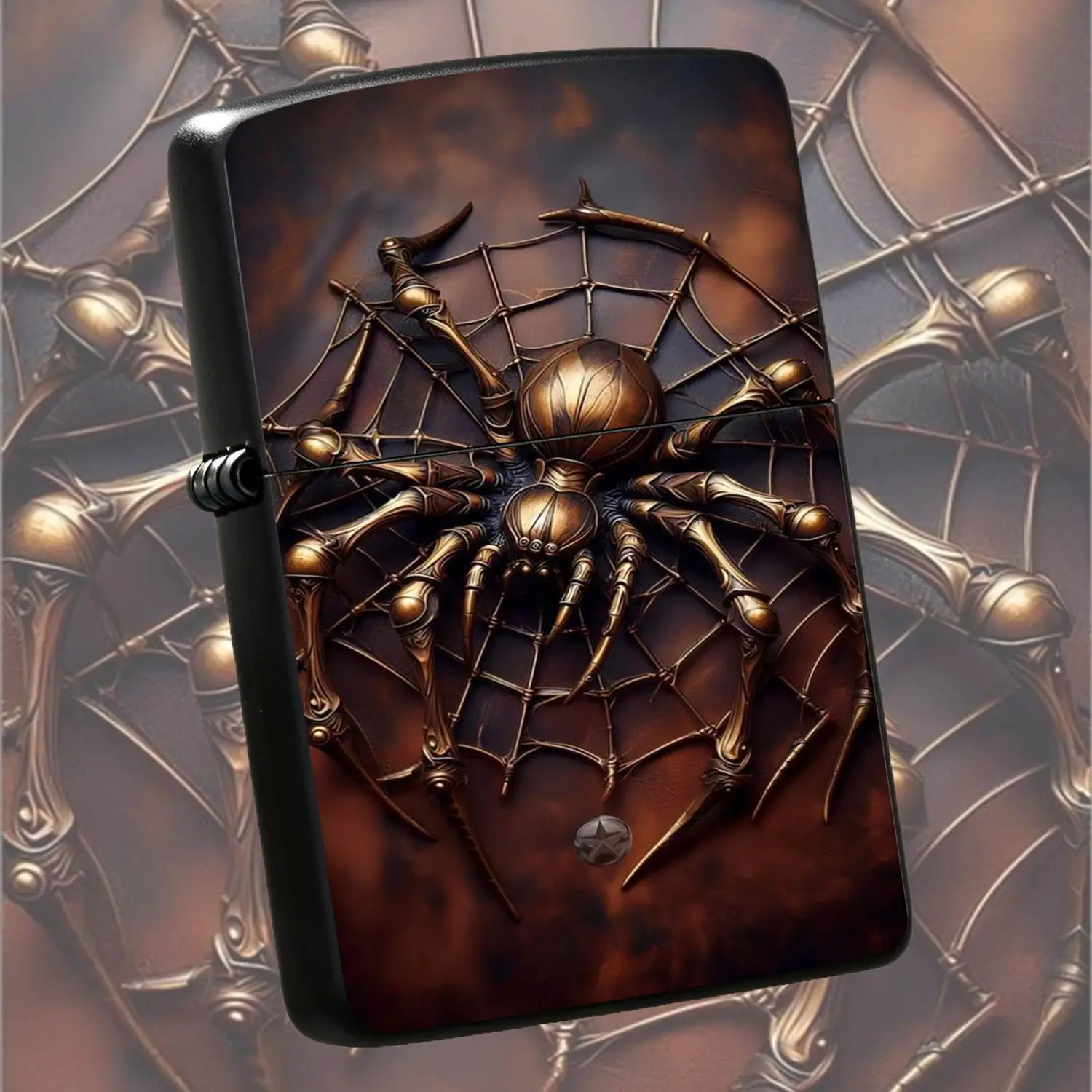 Vintage Steampunk Bronze Style Web Themed Portable Lighter, Creative Art Embossed Daily Carry Ignition Tool, Suitable For Multiple Scenarios, Cool Collectible Practical Item, Great For Gifting And Personal Use To Show Unique Aesthetic, Dura