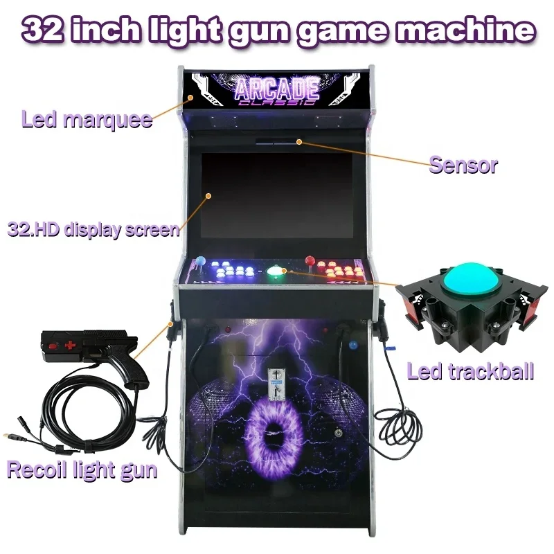 2 4 Players DIY Arcade Game Kits Pandora Box PCB Board Recoil Force Alpha Gun Light Gun Shooter Support Trackball view 4