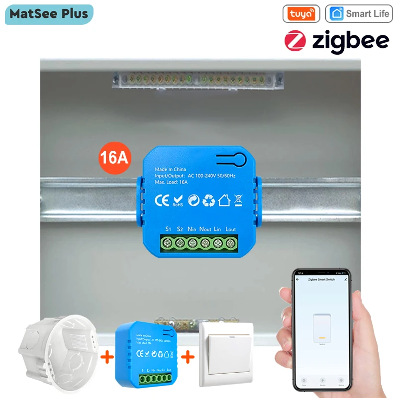 Tuya Smart ZigBee 16A Relay Switch Module Energy Monitor Timing Remote Control Automation Support Alexa Google Home Need Gateway