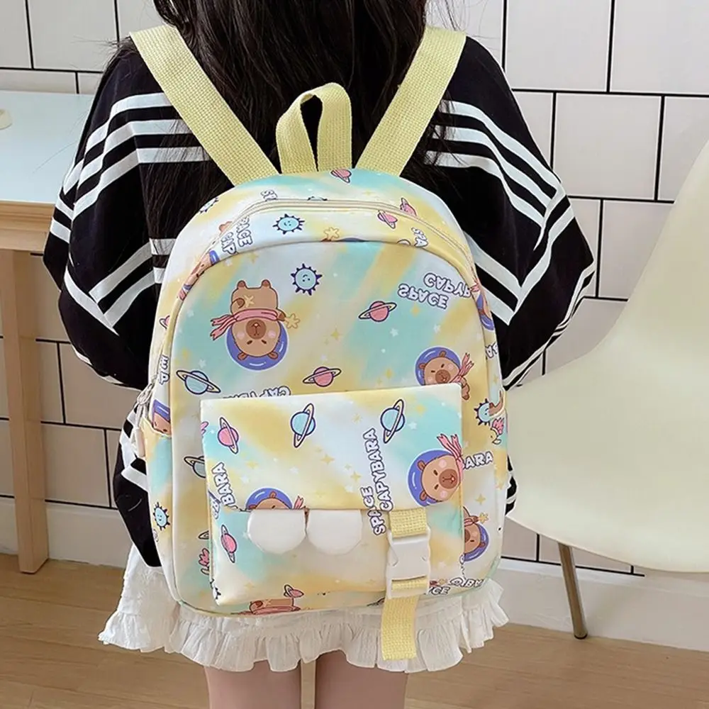 High Quality Nylon School Bags Capybara Large Capacity Kids Backbag Travel Shoulders Knapsack Children
