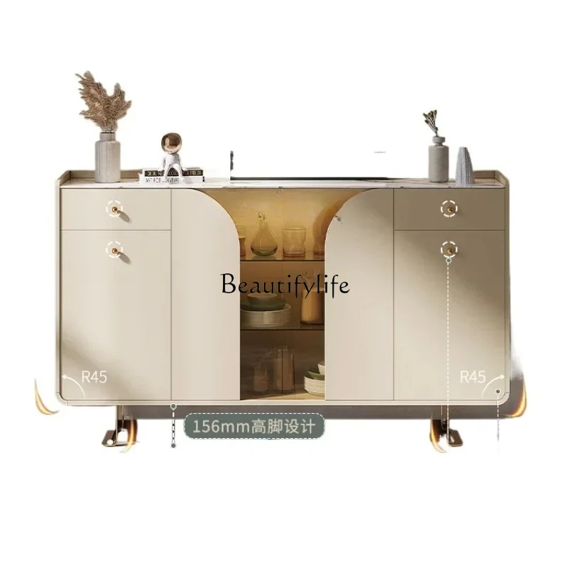 cream wind light luxury rock slab ultra-thin dining side cabinet modern simple living room small apartment cabinet
