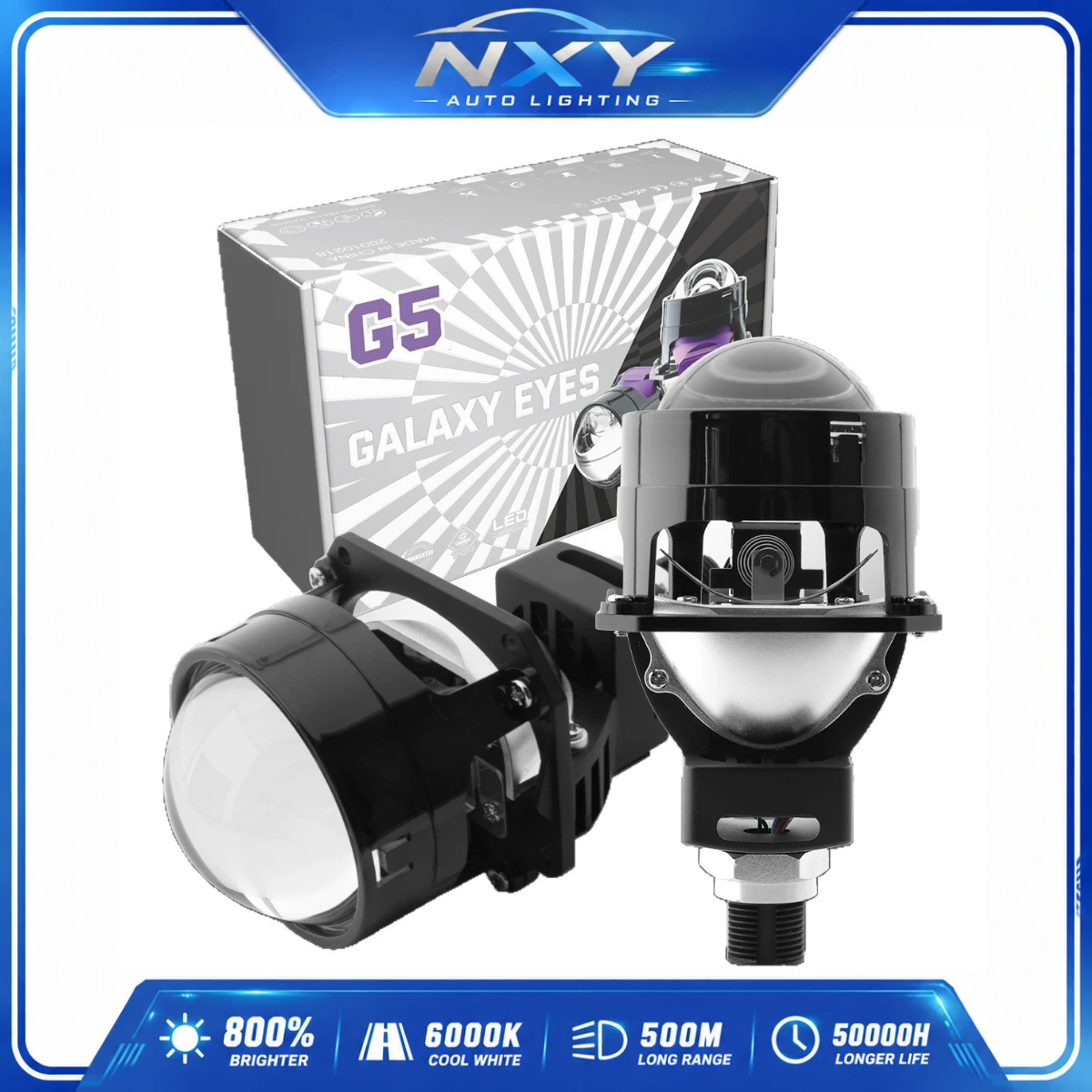 

NXY C1 2.5 Inch Dual Lens Laser Projector LED Headlight Bulb Hi Low Beam Spotlight Super Bright H4 Retrofit Car Lamp Canbus