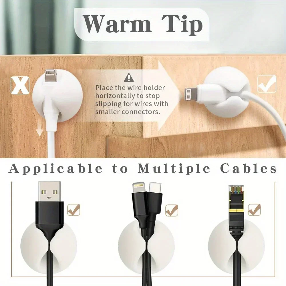 Rubber Mini Desktop Data Cable USB Type C Organizer for Smart Phone Headset Chargar 5/10/20PCS Cables Holder Protector Cable image 6