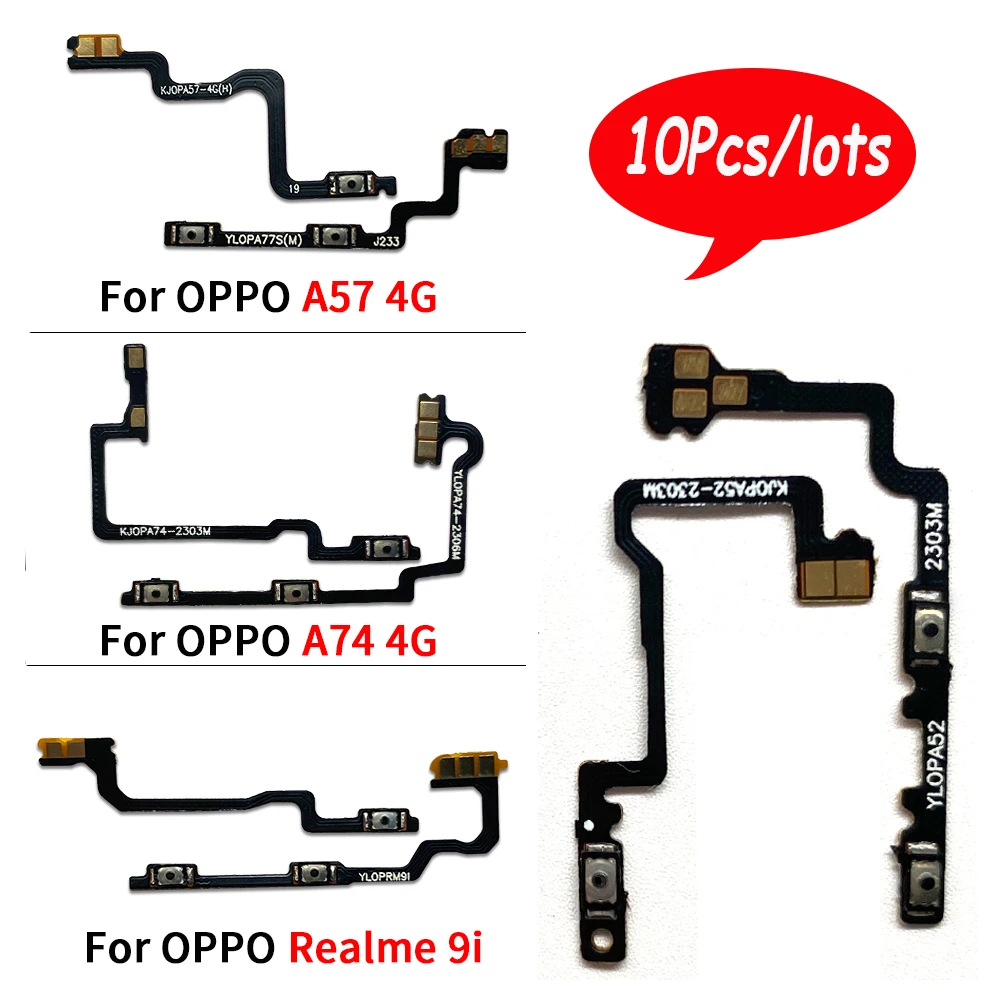 

10Pcs，Power Button Switch Volume Mute Button On / Off Flex Cable For Oppo A54 A53 A55 5G A57 4G A95 5G Realme 9i Reno 5 6 7 Pro