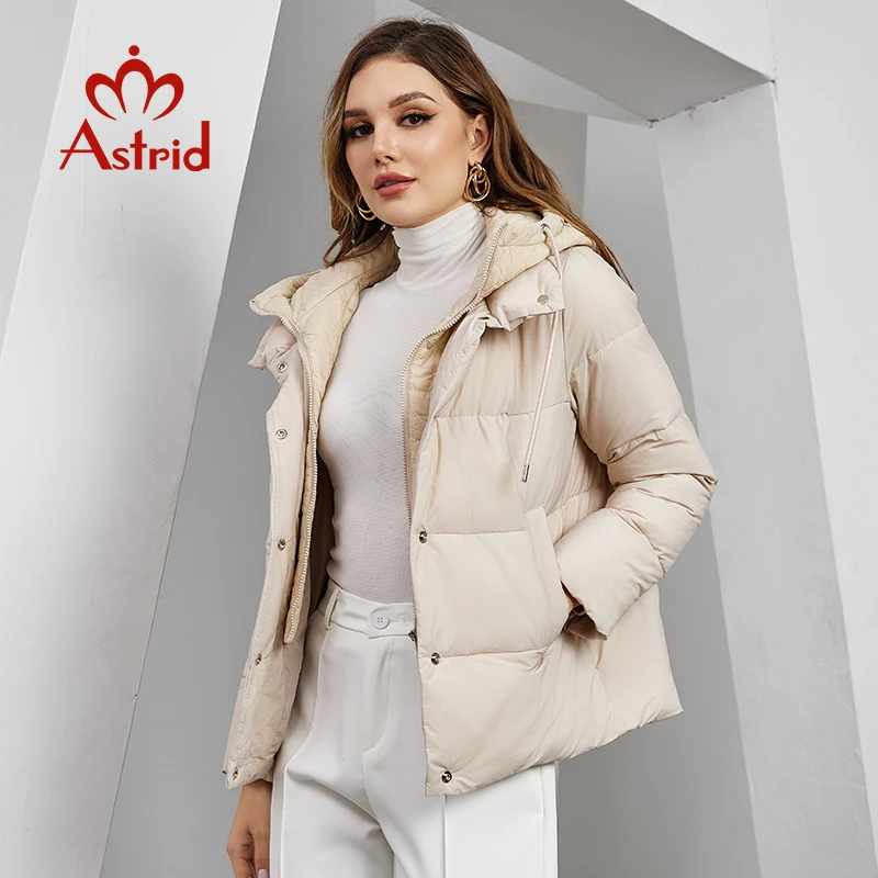 Astrid Women\'s Winter Parka Coats Hooded False Two Pieces Short Quilted Jackets Thick Outerwear Female Cotton Padded Overcoat