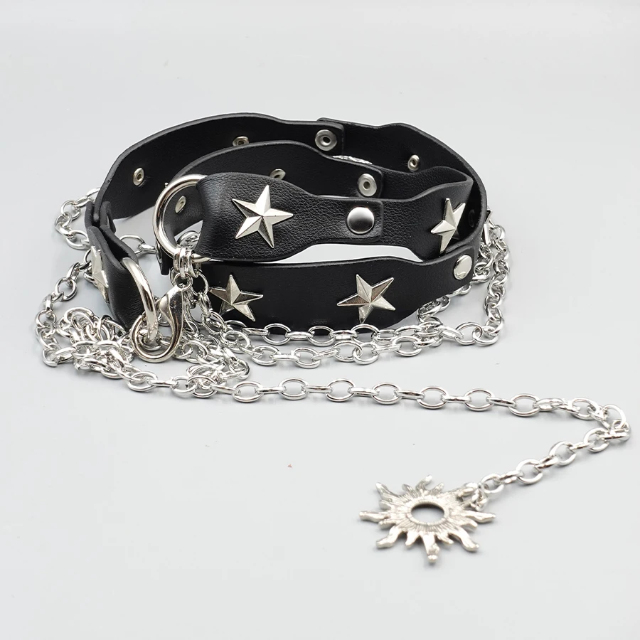 เข็มขัด Pu สไตล์ Cowgirl ตะวันตกพร้อมแหวนโลหะ - เข็มขัดโซ่หมุดย้ําย้อนยุค Y2K สําหรับเดรสและวันหยุด