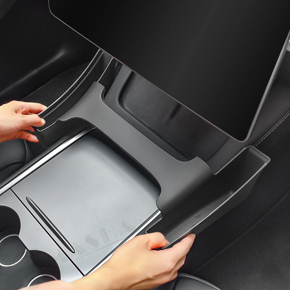 For Tesla Model 3 Model Y 2021 2022 Accessories Center Console Side Storage Box Central Control Black ABS Conjoined Case