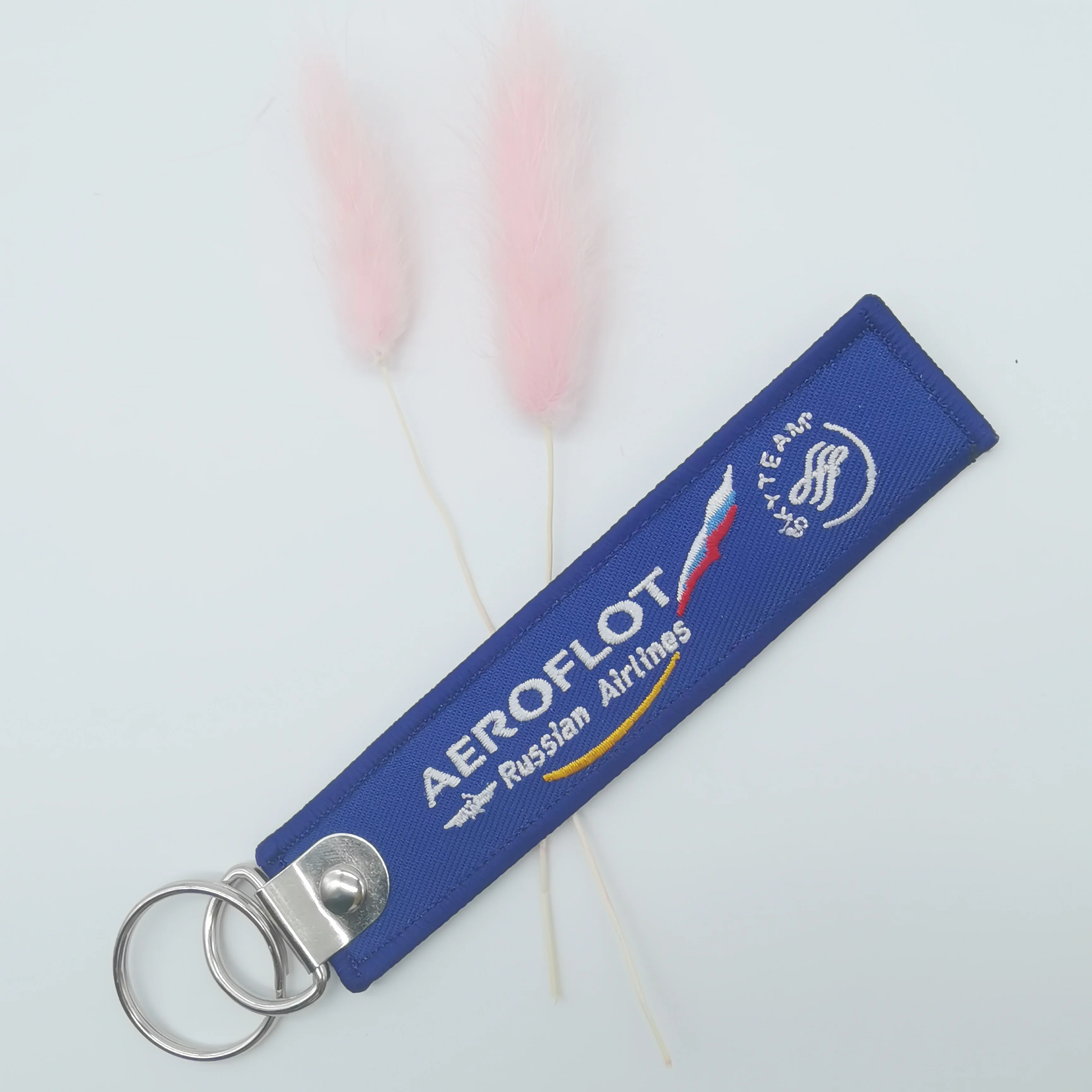 1 PC  AEROFLOT Aviation Trinkets Embroidered Keychains Metal Keyring Motorcycle Key Accessories Flight Crew Pilot Aviation Tags