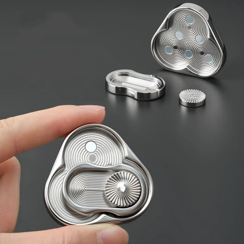 Paquete Triple de tarjetas de empuje magnéticas, Spinner triangular para la yema del dedo, juego estimulante de sonido de Metal para adultos, juguetes para aliviar el estrés, 1 Uds.
