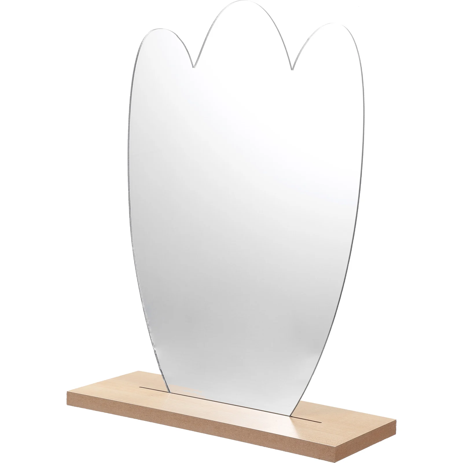 

Irregular Shape Wooden Base Makeup Stylish Decorative Standing Desk Mirror for Bedroom Living Room Travel Beauty Tool Aesthetic