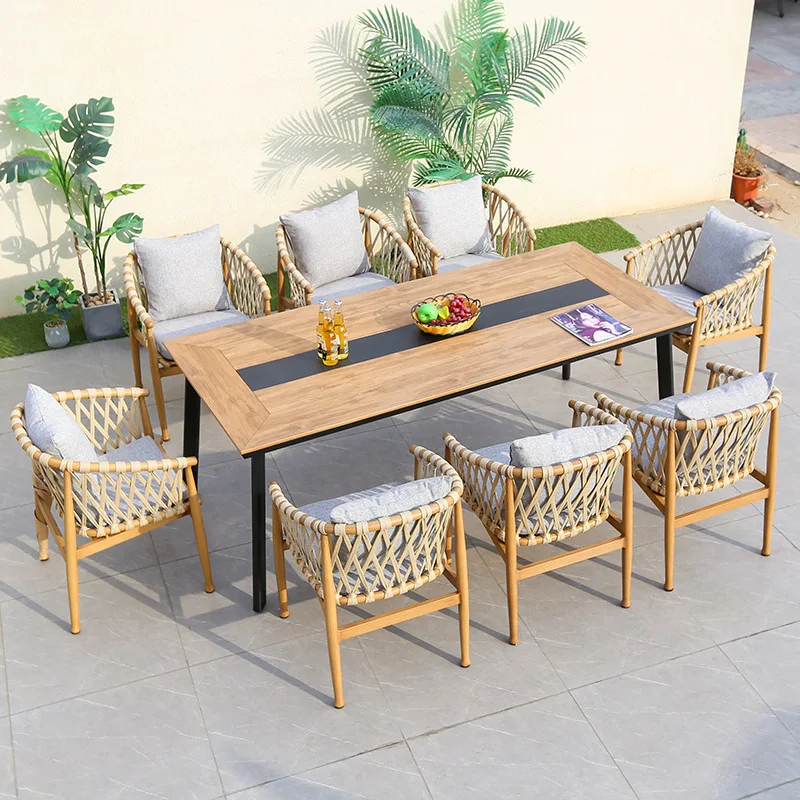 

Outdoor tables and chairs courtyard garden terrace leisure furniture rattan chair Internet celebrity waterproof sunscreen