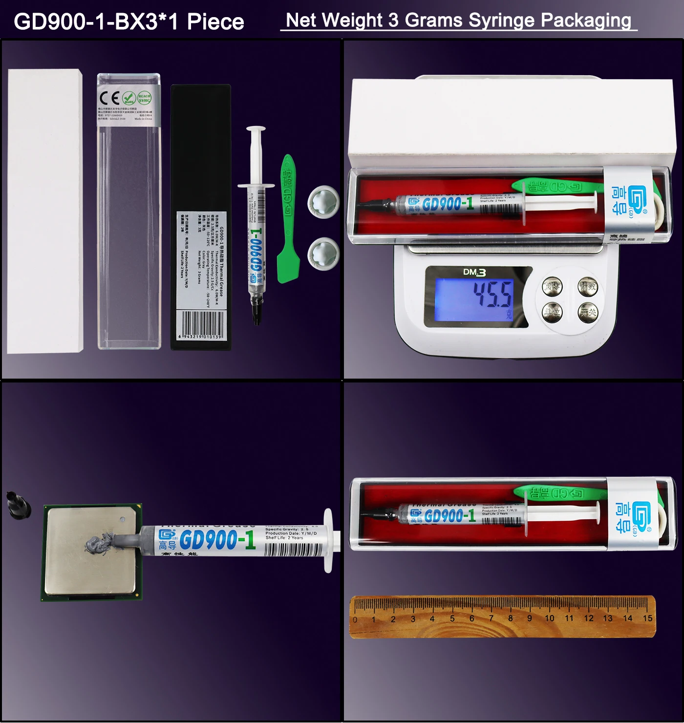 Nettogewicht 3/30/150 Gramm Grau GD900-1 Wärmeleitende Fettpaste Gips Kühlkörper Verbindung für CPU GPU LED BX CB CN ST – Detail 2