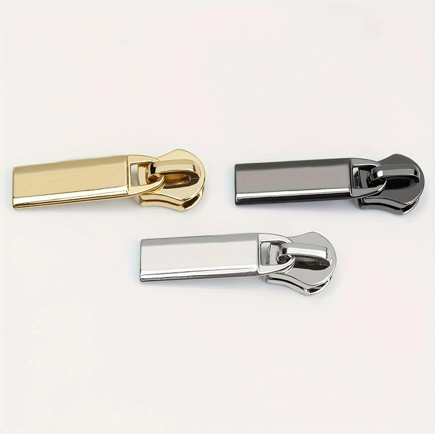 5 pcs 5# Metal Zipper Pull Tab Long Plate Smooth for Leather Bag Purse Luggage Accessories